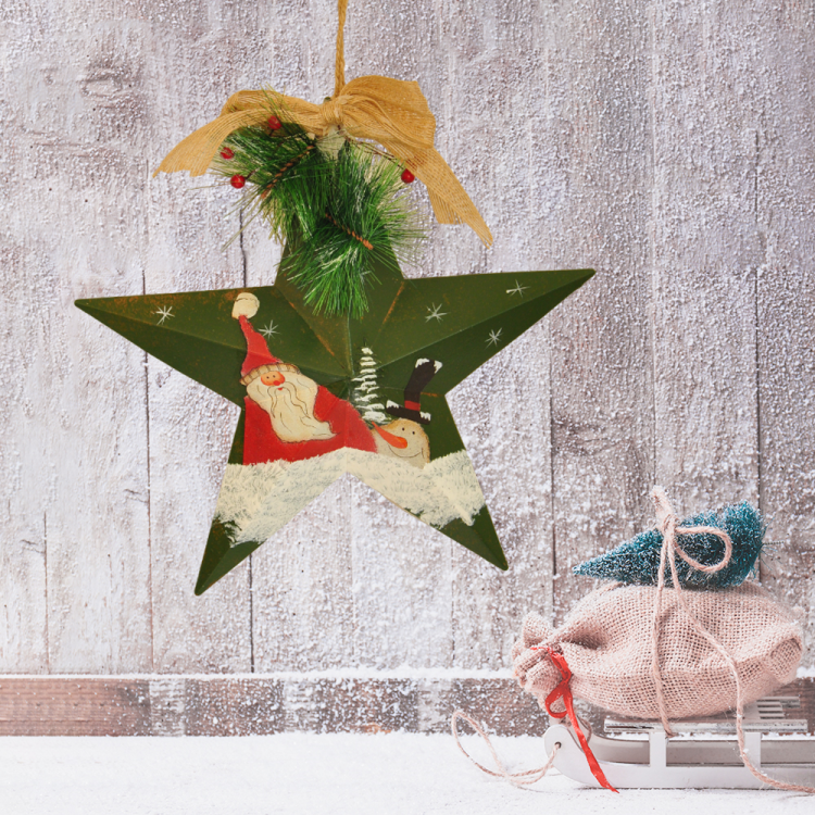 Yıldız Şekillli Dekoratif Yılbaşı Kapı Süsü -Noel Baba- Yıldız Şekillli Dekoratif Yılbaşı Kapı Süsü -Noel Baba-
