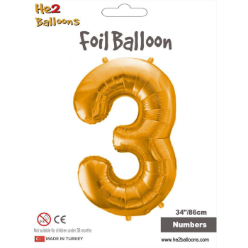 34" Rakam Folyo Balon Altın -3- 34" Rakam Folyo Balon Altın -3-