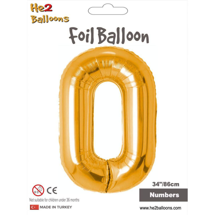 34 Rakam Folyo Balon Altın -0- 34 Rakam Folyo Balon Altın -0-