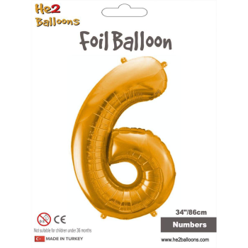 34" Rakam Folyo Balon Altın -6- 34" Rakam Folyo Balon Altın -6-