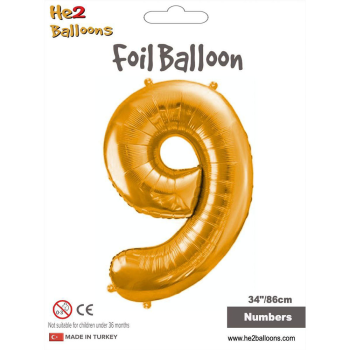 34" Rakam Folyo Balon Altın -9- 34" Rakam Folyo Balon Altın -9-