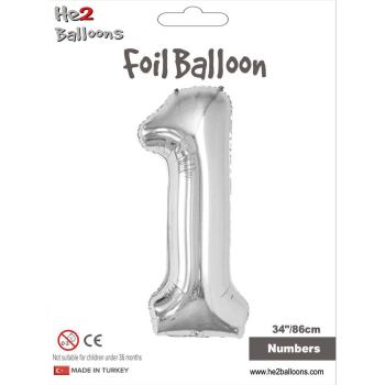 34" Rakam Folyo Balon Gümüş -1- 34" Rakam Folyo Balon Gümüş -1-