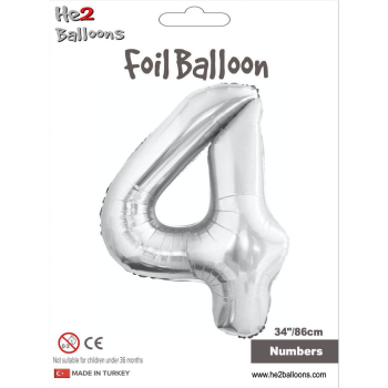 34" Rakam Folyo Balon Gümüş -4- 34" Rakam Folyo Balon Gümüş -4-