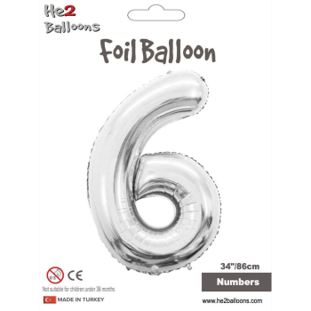 34" Rakam Folyo Balon Gümüş -6- 34" Rakam Folyo Balon Gümüş -6-