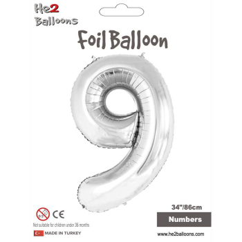 34" Rakam Folyo Balon Gümüş -9- 34" Rakam Folyo Balon Gümüş -9-