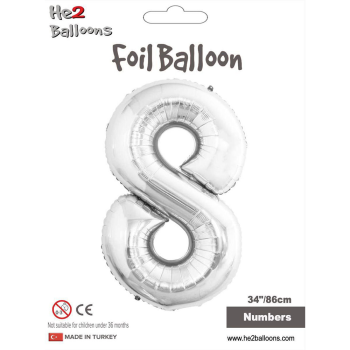 34" Rakam Folyo Balon Gümüş -8- 34" Rakam Folyo Balon Gümüş -8-