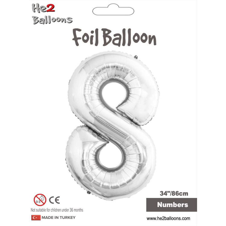 34 Rakam Folyo Balon Gümüş -8- 34 Rakam Folyo Balon Gümüş -8-