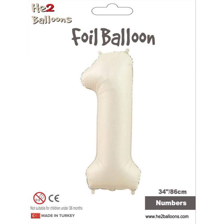 34 Rakam Folyo Balon Krem -1 34 Rakam Folyo Balon Krem -1