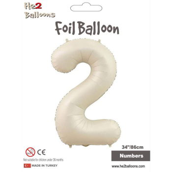 34" Rakam Folyo Balon Krem -2 34" Rakam Folyo Balon Krem -2