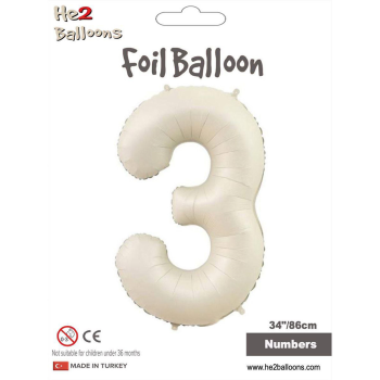 34" Rakam Folyo Balon Krem -3 34" Rakam Folyo Balon Krem -3