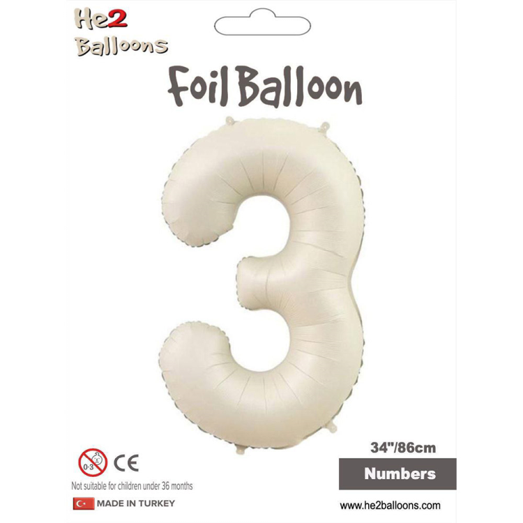 34 Rakam Folyo Balon Krem -3 34 Rakam Folyo Balon Krem -3
