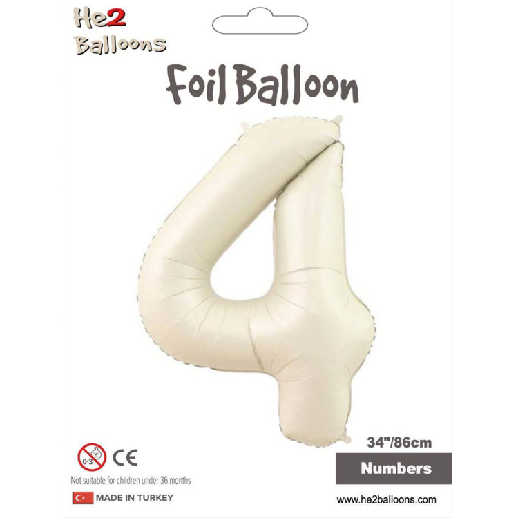 34 Rakam Folyo Balon Krem -4 34 Rakam Folyo Balon Krem -4