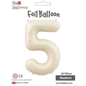 34" Rakam Folyo Balon Krem -5 34" Rakam Folyo Balon Krem -5