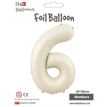34" Rakam Folyo Balon Krem -6 34" Rakam Folyo Balon Krem -6