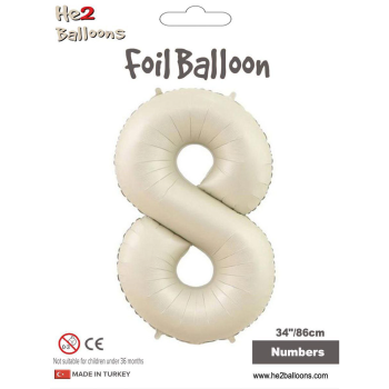 34" Rakam Folyo Balon Krem -8 34" Rakam Folyo Balon Krem -8
