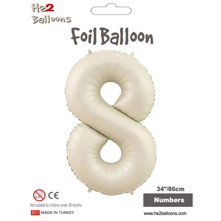 34 Rakam Folyo Balon Krem -8 34 Rakam Folyo Balon Krem -8