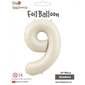 34" Rakam Folyo Balon Krem -9 34" Rakam Folyo Balon Krem -9