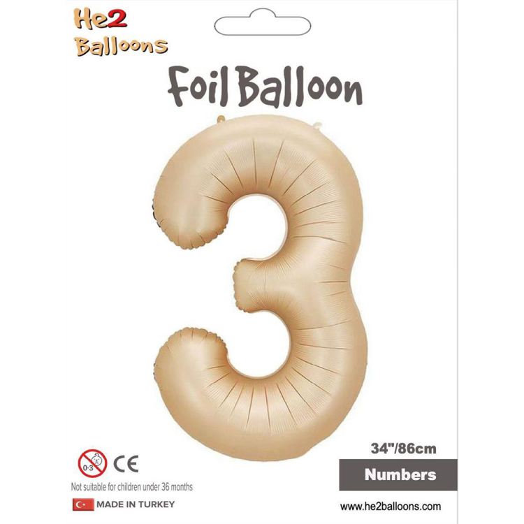 34 Rakam Folyo Balon Karamel -3 34 Rakam Folyo Balon Karamel -3