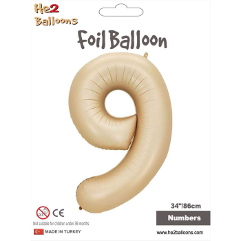 34" Rakam Folyo Balon Karamel -9 34" Rakam Folyo Balon Karamel -9