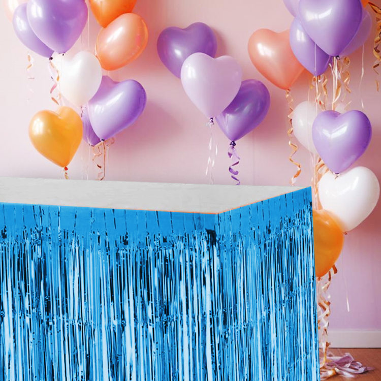 Metalize Masa Eteği -Mavi- Metalize Masa Eteği -Mavi-