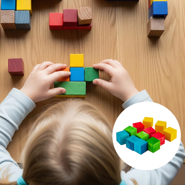 Tahta Küp 12li -Renkli- Tahta Küp 12li -Renkli-