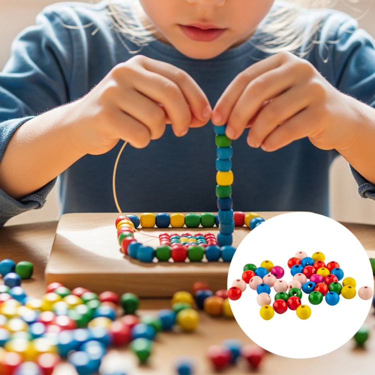 Tahta Boncuk 40lı -Renkli- Tahta Boncuk 40lı -Renkli-