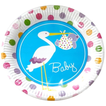 Karton Tabak TBK014 8li -Baby Shower Mavi Leylek- Karton Tabak TBK014 8li -Baby Shower Mavi Leylek-