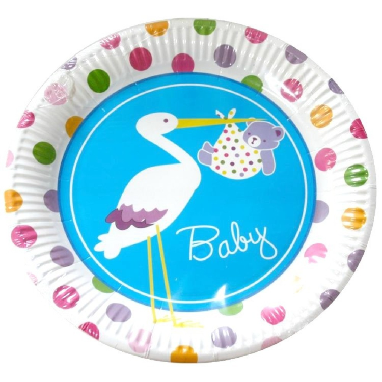Karton Tabak TBK014 8li -Baby Shower Mavi Leylek- Karton Tabak TBK014 8li -Baby Shower Mavi Leylek-