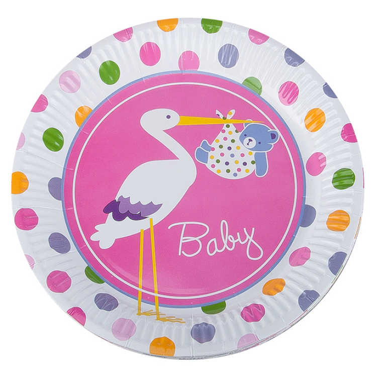 Karton Tabak TBK015 8li -Baby Shower Pembe Leylek- Karton Tabak TBK015 8li -Baby Shower Pembe Leylek-