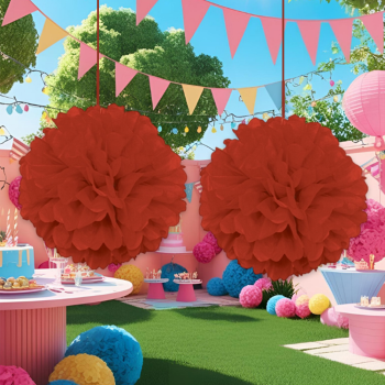 Ponpon Süs 30cm 2li Kırmızı -KF035Krmz- Ponpon Süs 30cm 2li Kırmızı -KF035Krmz-