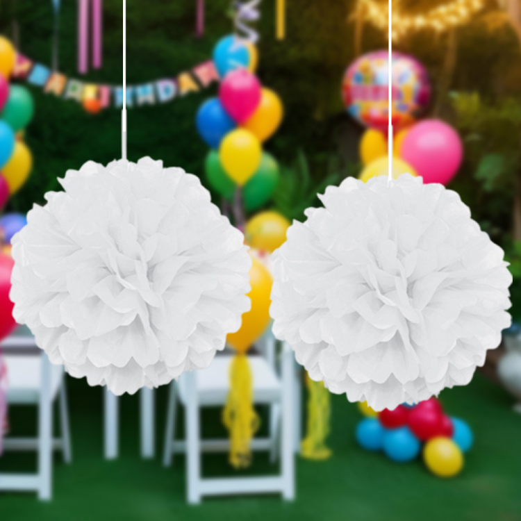 Ponpon Süs 30cm 2li Beyaz -KF035Byz Ponpon Süs 30cm 2li Beyaz -KF035Byz