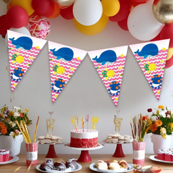 Üçgen Flama FLM008 -Mutlu Balıklar Pembe- Üçgen Flama FLM008 -Mutlu Balıklar Pembe-