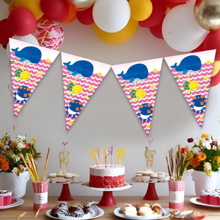 Üçgen Flama FLM008 -Mutlu Balıklar Pembe-