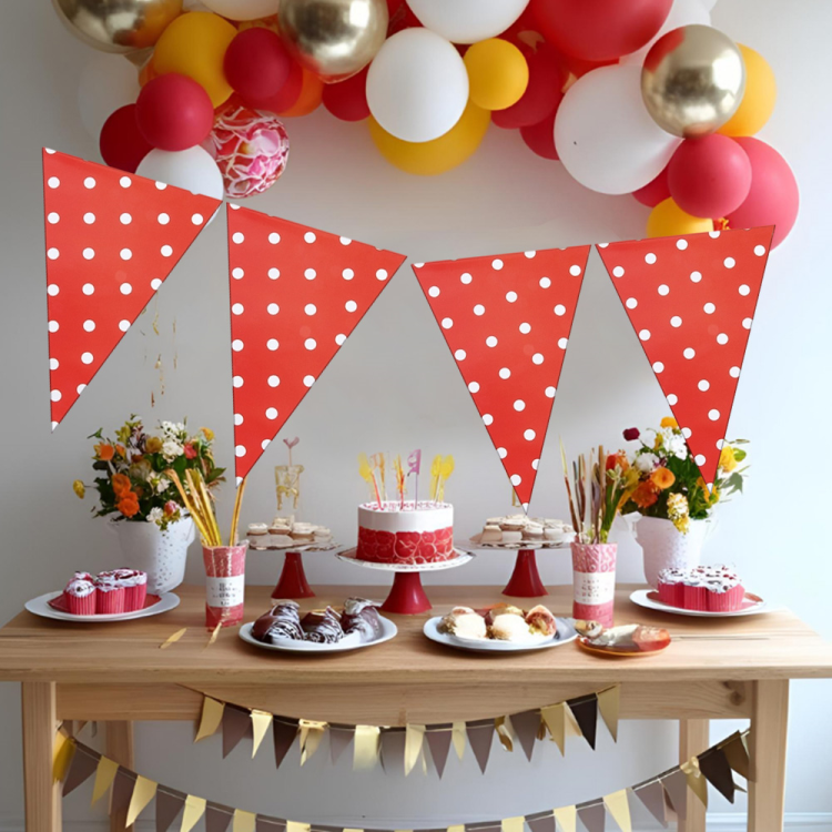 Üçgen Flama FLM012 -Kırmızı Puantiyeli-