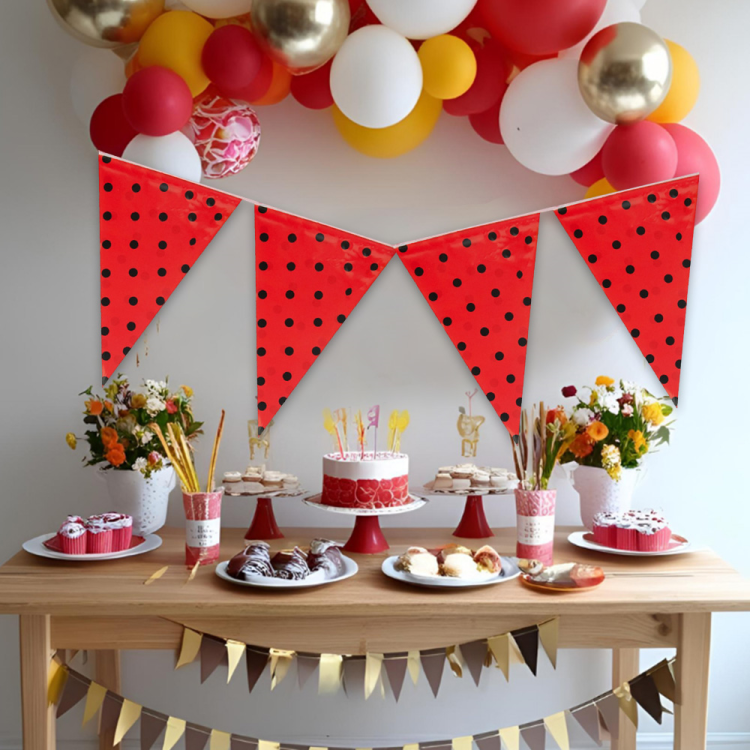 Üçgen Flama FLM013 -Kırmızı Siyah Puantiyeli-