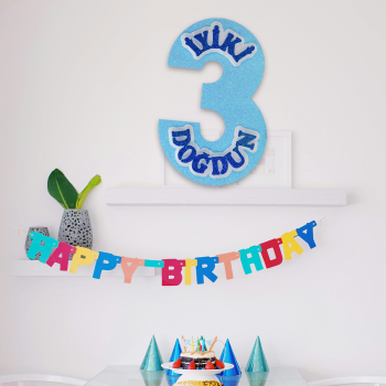 Strafor Süs İyi ki Doğdun 3 Mavi Strafor Süs İyi ki Doğdun 3 Mavi