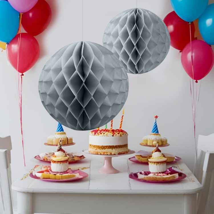 KF084 Gümüş Petekli Kağıt Süs 2li