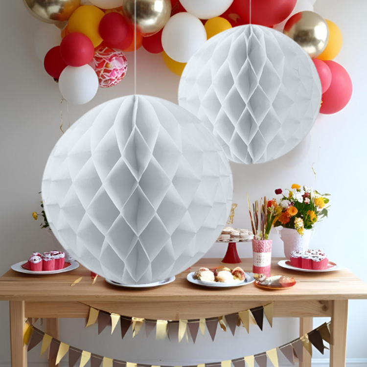 KF084 Beyaz Petekli Kağıt Süs 2li KF084 Beyaz Petekli Kağıt Süs 2li