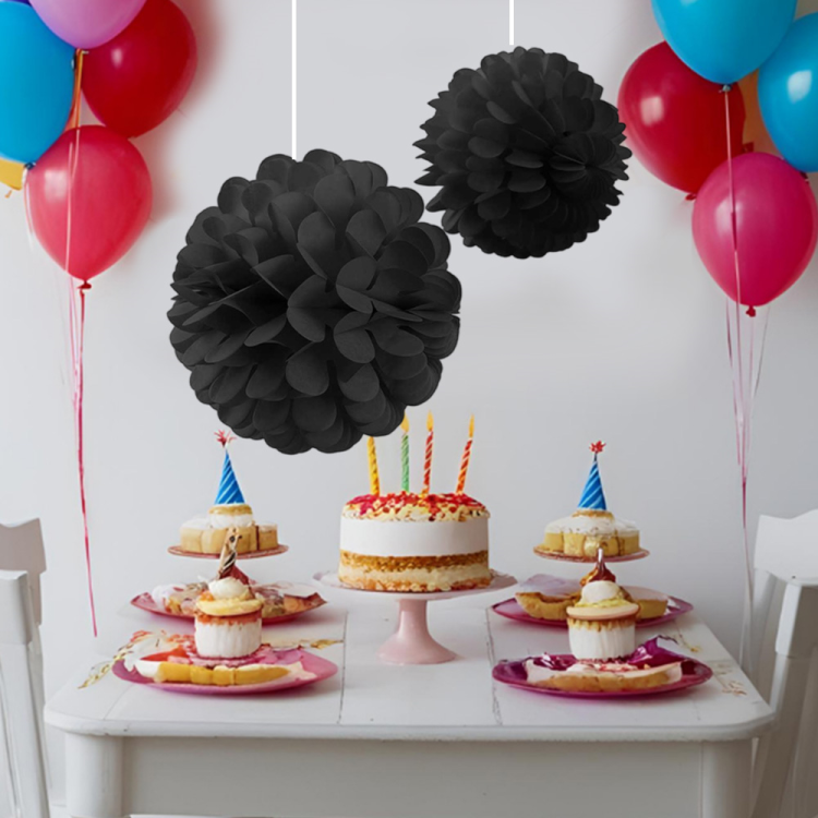 KF073 Siyah Kağıt Top Süs 2li KF073 Siyah Kağıt Top Süs 2li