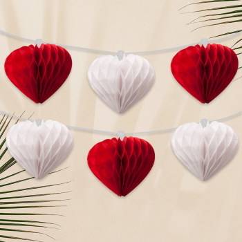 Kağıt Zincir Süs Petekli Kalp Kırmızı -KF085Krmz- Kağıt Zincir Süs Petekli Kalp Kırmızı -KF085Krmz-