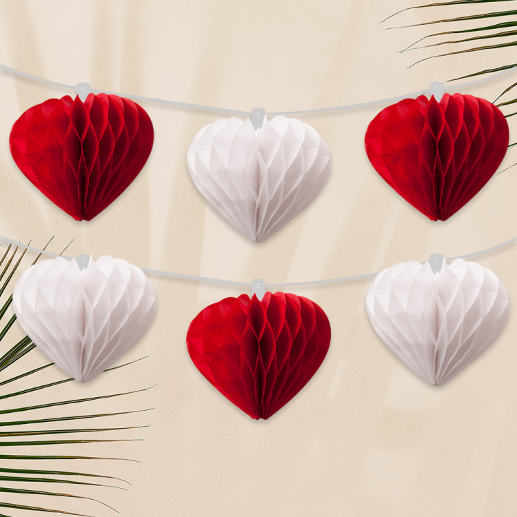 Kağıt Zincir Süs Petekli Kalp Kırmızı -KF085Krmz- Kağıt Zincir Süs Petekli Kalp Kırmızı -KF085Krmz-