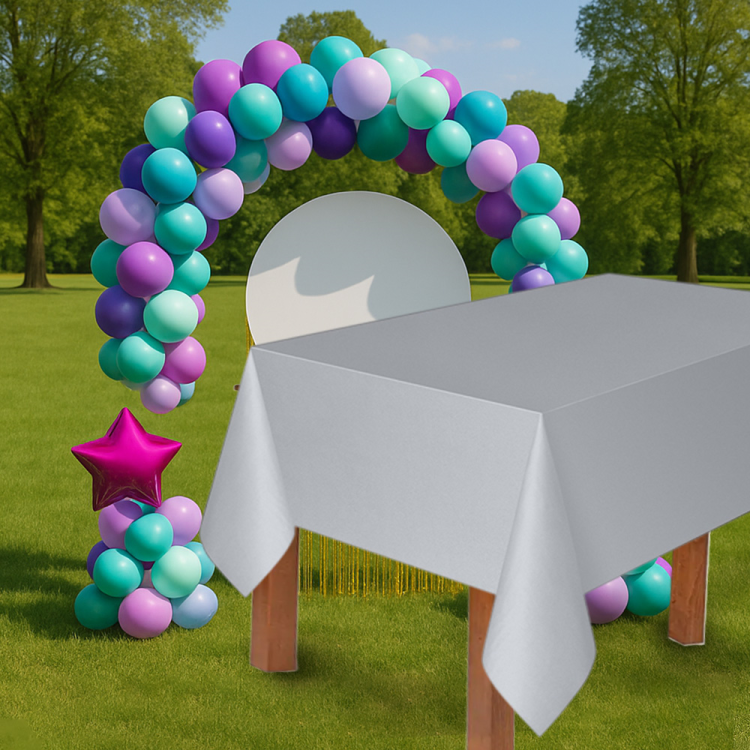 Masa Örtüsü 137*270cm 30mik -Gümüş- Masa Örtüsü 137*270cm 30mik -Gümüş-