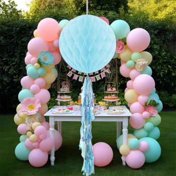 KF091 Mavi Püsküllü Petekli Kağıt Süs 30cm KF091 Mavi Püsküllü Petekli Kağıt Süs 30cm