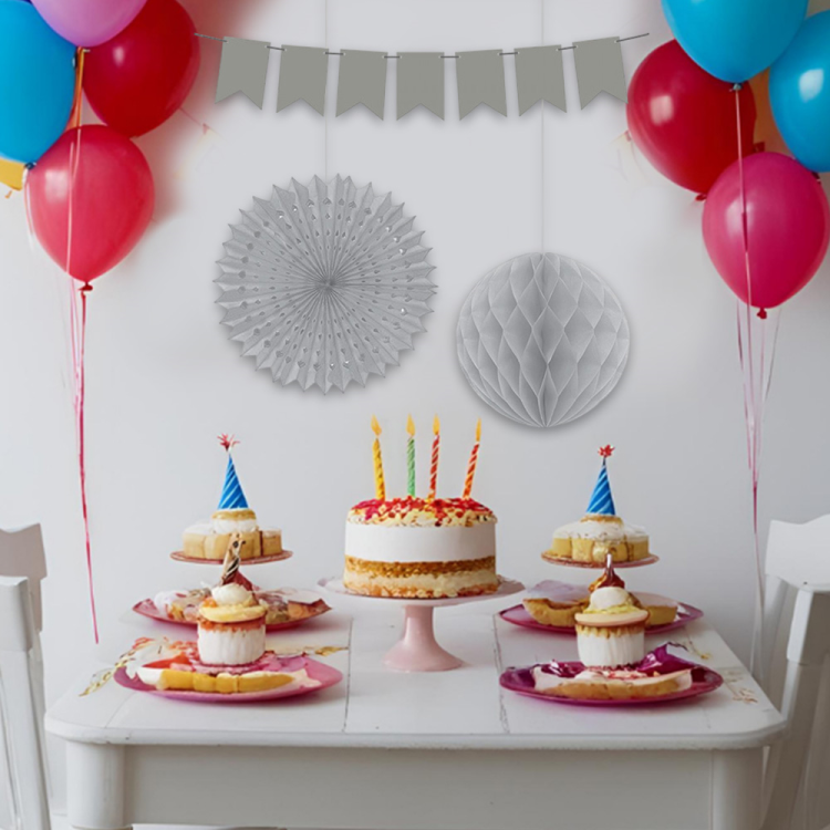 KF099 Gümüş Kağıt Süs Seti KF099 Gümüş Kağıt Süs Seti