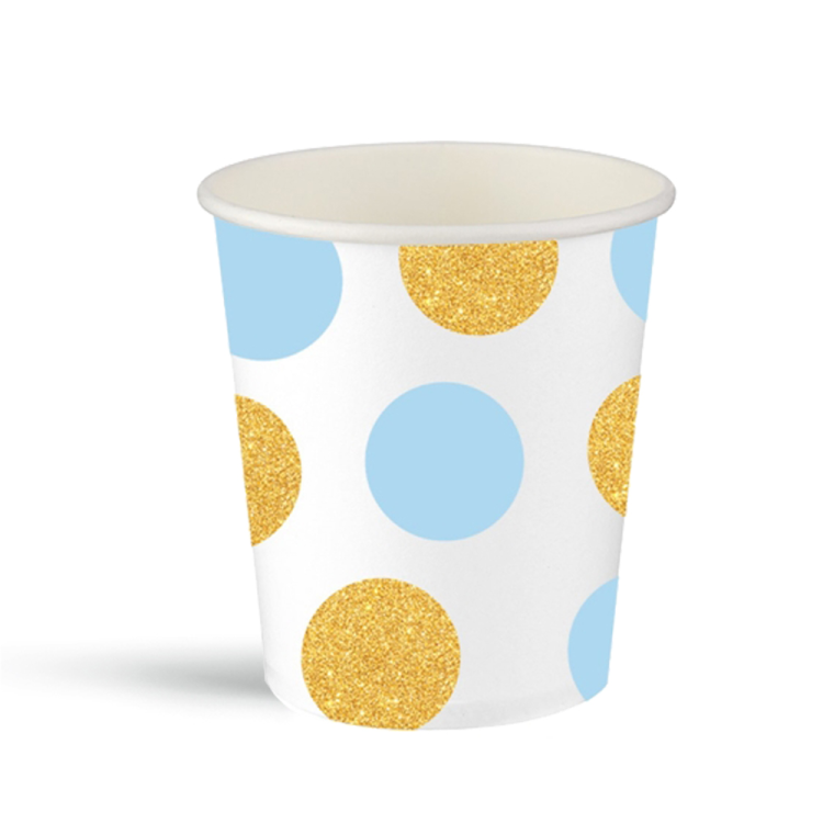 Karton Bardak Roll Up 8li -Altın Puanlı Açık Mavi- Karton Bardak Roll Up 8li -Altın Puanlı Açık Mavi-