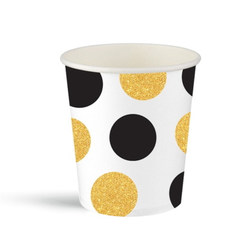 Karton Bardak Roll Up 8li -Altın Puanlı Siyah- Karton Bardak Roll Up 8li -Altın Puanlı Siyah-