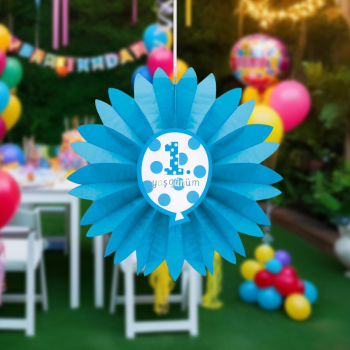 Yelpaze Kağıt Süs 1 Yaş Temalı 50cm -KF106- Yelpaze Kağıt Süs 1 Yaş Temalı 50cm -KF106-