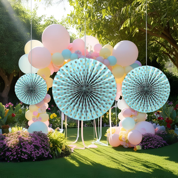 Yelpaze Süs Seti 3lü Varak Puanlı Mavi -KF110- Yelpaze Süs Seti 3lü Varak Puanlı Mavi -KF110-