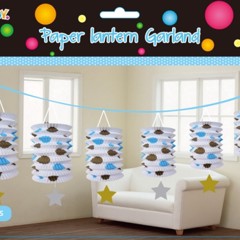 Kağıt Fener Sıralı Süs Pembe Mavi -KF113-1- Kağıt Fener Sıralı Süs Pembe Mavi -KF113-1-