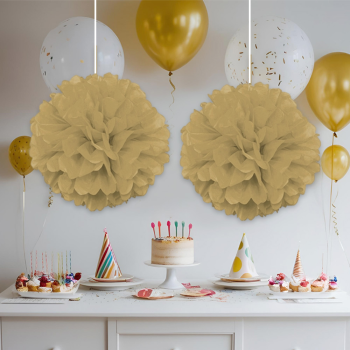 Ponpon Süs 30cm 2li Altın -KF035Gld- Ponpon Süs 30cm 2li Altın -KF035Gld-